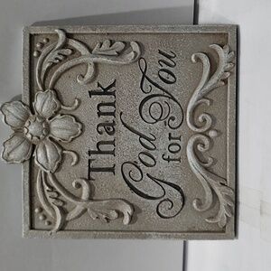 Giftcraft. 'Life Well Styled' Tile Wall Hanging; Stone Look; "Thank God For You"